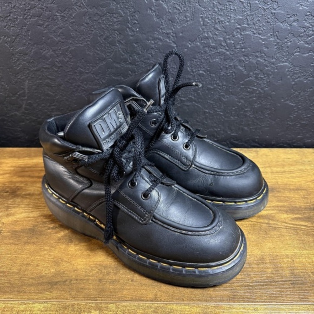 Dr. Martens 8595 Black Leather Moc Toe Ankle‎ Boots Mens 8 Womens 9 UK 7